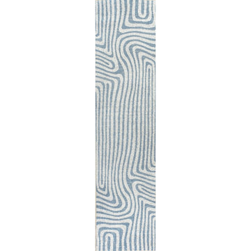 Maze Abstract Two-Tone Low-Pile Machine-Washable Area Rug